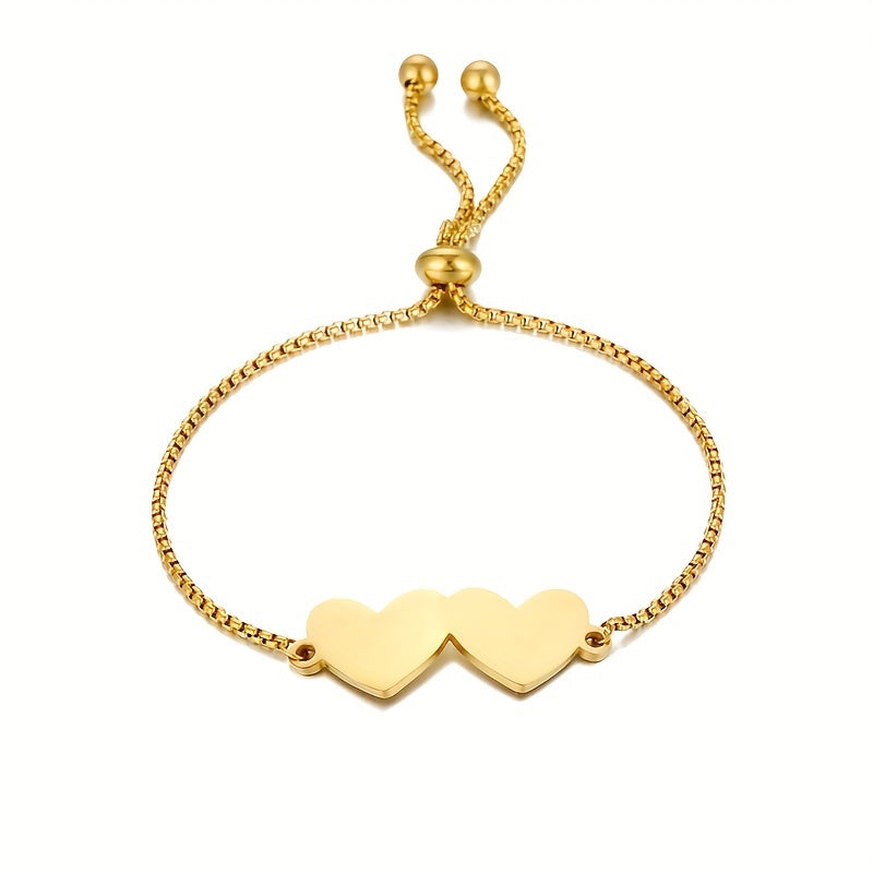 Pulsera dos corazones personalizada