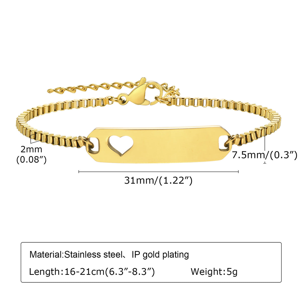 Pulsera ajustable de corazones